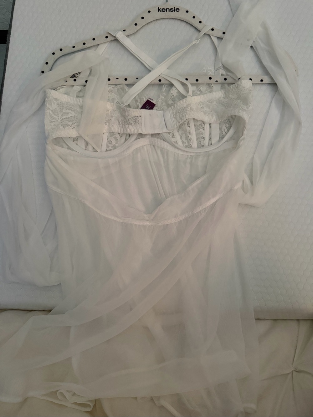Adore Me White Lace & Sheer Babydoll Chemise - Picture 3 of 3